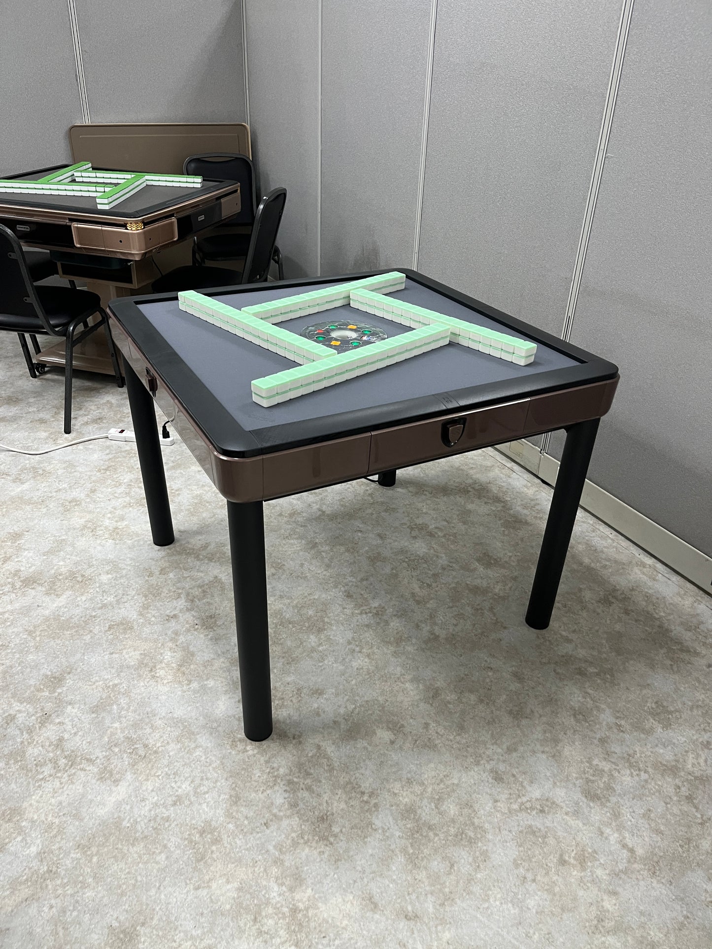 T350 42/46mm 麻将牌,四腿餐桌脚两用麻将机(丁香紫)内扣玻璃盖板