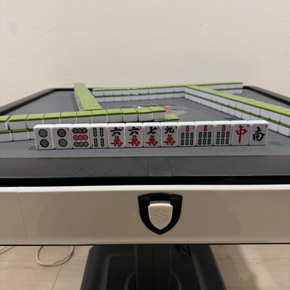 T350 Sifang City Automatic Folding Mahjong Table White Color with American Style 42mm numbered tiles 152 tiles per set Total two set of tiles. Standard two dices.